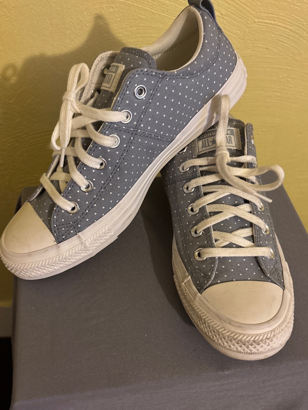 Converse All Star Low-Top Sneakers - Gray with White Polka Dots - Picture 3 of 8